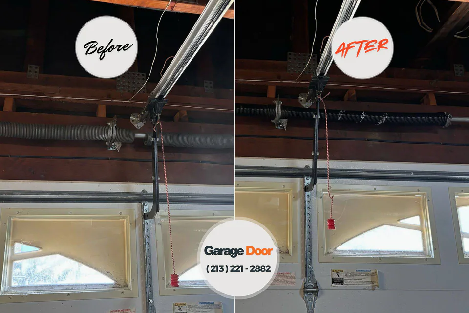 Before and after: garage door repair Kraemer, LA